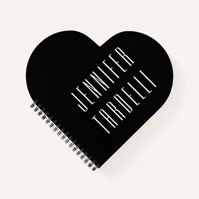 Schwarz Moderne Minimalistisch Elegant Ihr Name Notizbuch (Vorderseite)