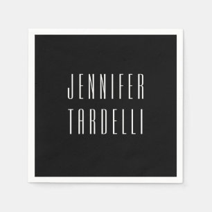 Schwarz Moderne Minimalistisch Elegant Ihr Name Serviette