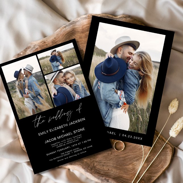 Schwarz Moderne Minimalistische Elegante Foto Hoch Einladung (Von Creator hochgeladen)