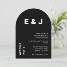 Schwarz-Moderne Minimalistische Hochzeitseinladung