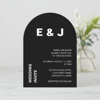 Schwarz-Moderne Minimalistische Hochzeitseinladung Einladung