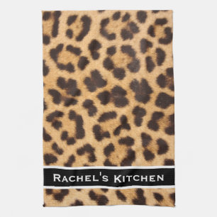 Schwarz Moderner Leopard Print Kitchen Handtuch