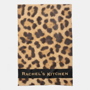 Schwarz Moderner Leopard Print Kitchen Handtuch