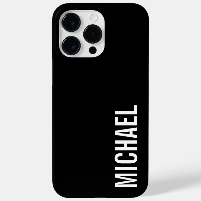 Schwarz Moderner Minimalistischer Personalisierter Case-Mate iPhone Hülle (Rückseite)