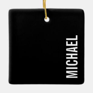 Schwarz Moderner Minimalistischer Personalisierter Keramikornament