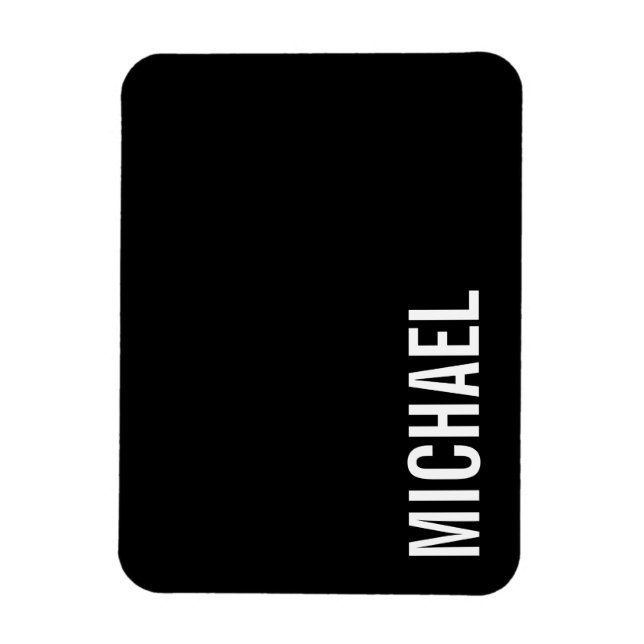 Schwarz Moderner Minimalistischer Personalisierter Magnet (Vertikal)