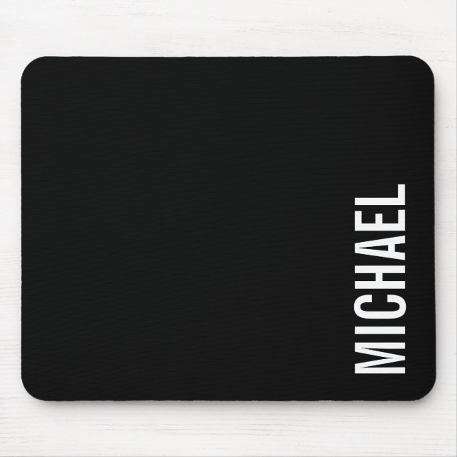 Schwarz Moderner Minimalistischer Personalisierter Mousepad (Vorne)