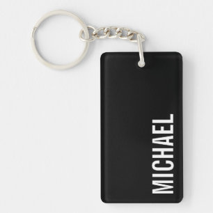Schwarz Moderner Minimalistischer Personalisierter Schlüsselanhänger