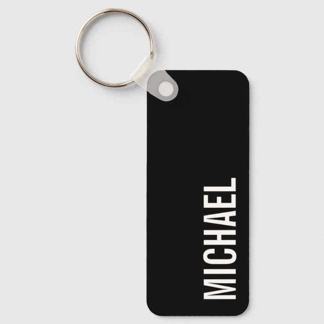 Schwarz Moderner Minimalistischer Personalisierter Schlüsselanhänger (Vorderseite)