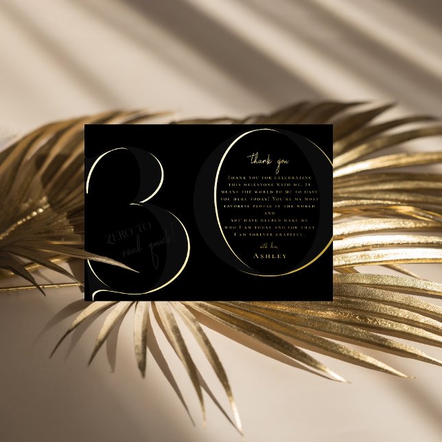 Schwarz | Modernes 30. Geburtstag Party Vielen Dan Folieneinladung (Von Creator hochgeladen)