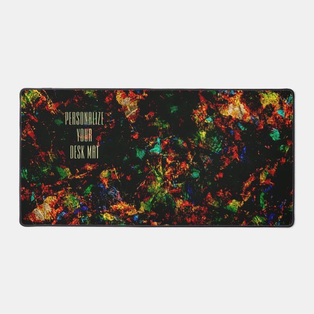Schwarz Modernes Abstraktes Marmor farbenfrohe Neo Schreibtischunterlage (Vorderseite)