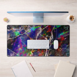 Schwarz Modernes Abstraktes Marmor farbenfrohe Neo Schreibtischunterlage