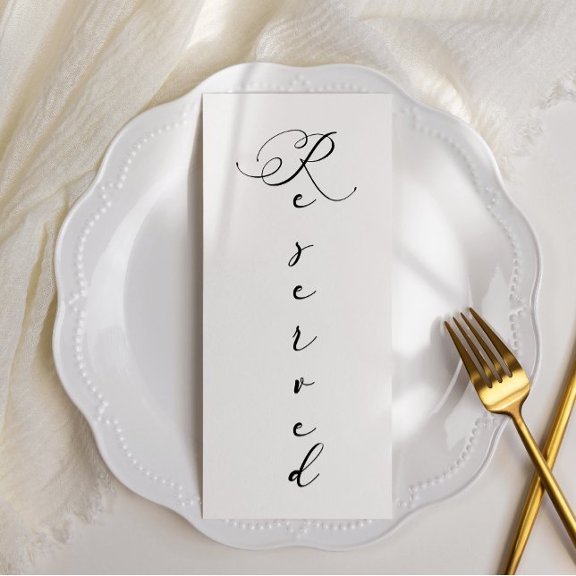 Schwarz Modernes einfaches Skript reserviert Sitzp Menükarte (Von Creator hochgeladen)