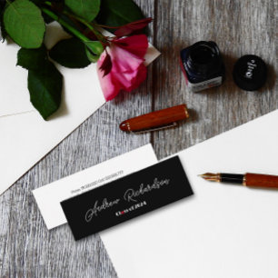 Schwarz-modernes, elegantes Rot-Skript Telefonnummerkarte