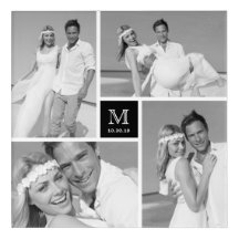 Schwarz Modernes Gittermonogramm Hochzeit 4 FotoCo