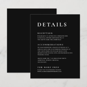 Schwarz Modernes Minimalistisches Elegantes Begleitkarte