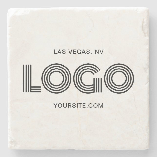 Schwarz-modernes rechteckiges Logo-Promo Steinuntersetzer (Vorderseite)