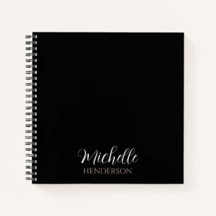 Schwarz Modernes und einfaches Personalisiertes Mo Notizbuch