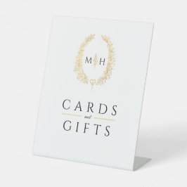 Schwarz-Monogramm-Hochzeitskarten und Geschenke au Sockelschild