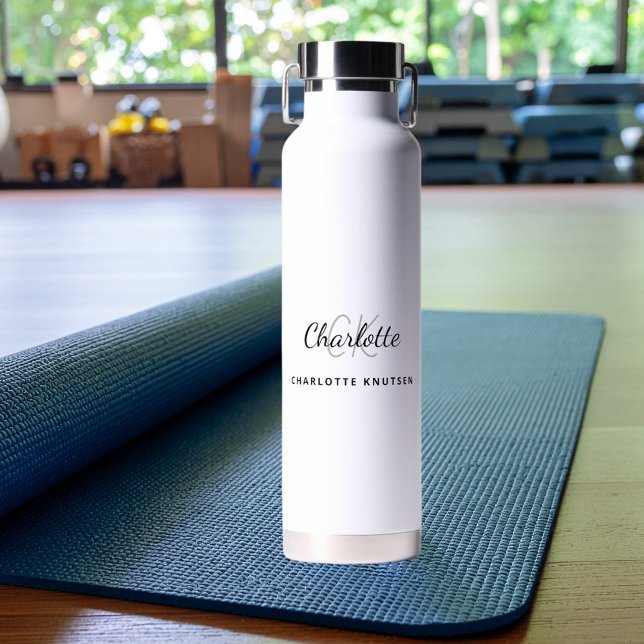 Schwarz-Monogramm-Initialen, einfach Trinkflasche (Von Creator hochgeladen)