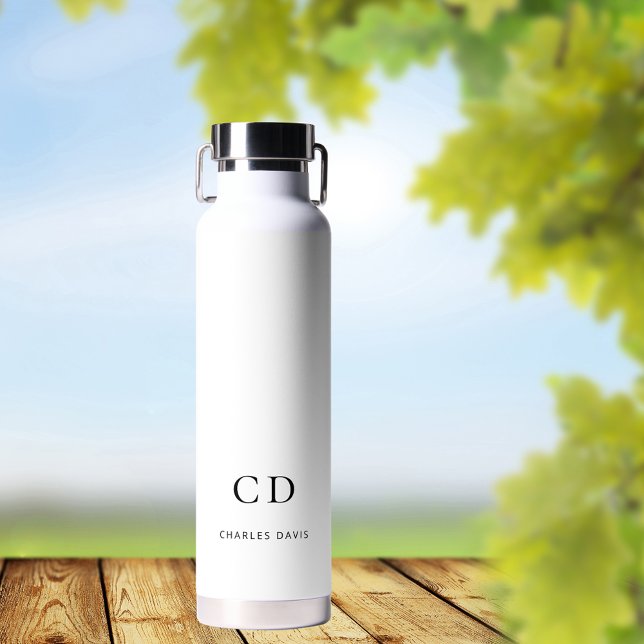 Schwarz-Monogramm-Initialen, einfach Trinkflasche (Von Creator hochgeladen)