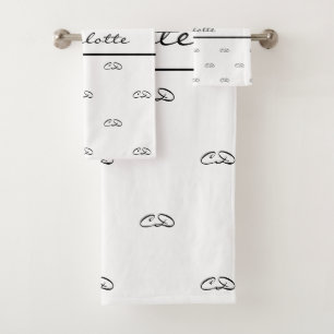 Schwarz-Monogramm-Initialnamen Moderne Badhandtuch Set