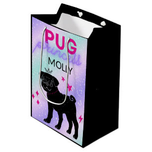 SCHWARZ" MOPS PRINCESS" MITTLERE GESCHENKTÜTE