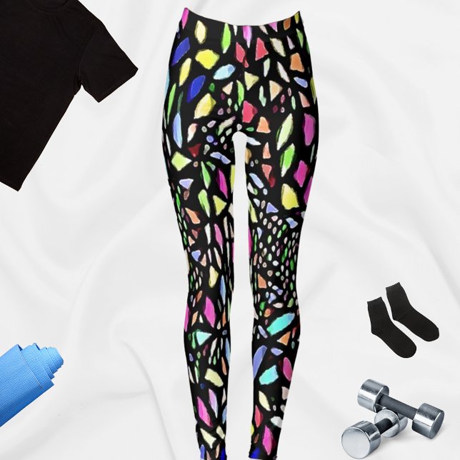 Schwarz-Mosaik-Muster farbenfrohe Leggings (Von Creator hochgeladen)