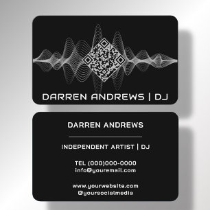 Schwarz   Music QR Code Soundwave Visitenkarte