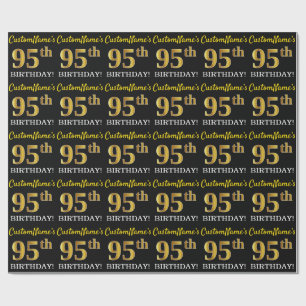 Schwarz, Nachahmung Gold "95. BIRTHDAY" Geschenkpapier