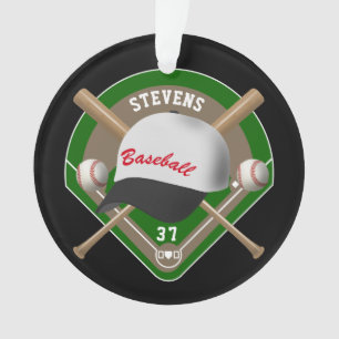 Schwarz  Name des White Baseball Diamant Players Ornament