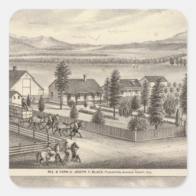 Schwarz, Nealresidenzen, Grundstücke Quadratischer Aufkleber (Vorderseite)