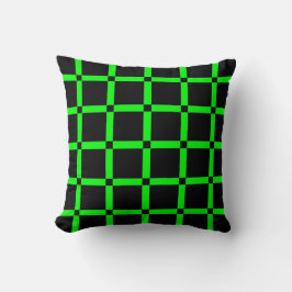 Schwarz-Neon-Grün-Gitter-Muster-Drehkissen Kissen