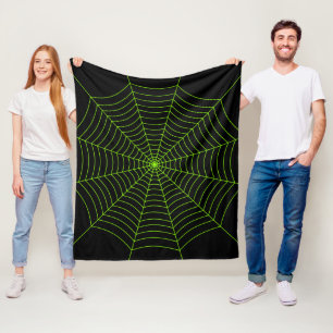 Schwarz-Neon-Grün-Spinnennetz Halloween-Muster Fleecedecke