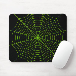 Schwarz-Neon-Grün-Spinnennetz Halloween-Muster Mousepad