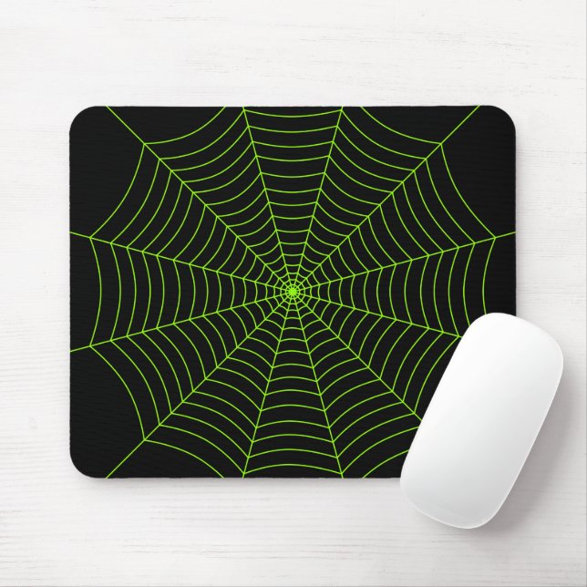 Schwarz-Neon-Grün-Spinnennetz Halloween-Muster Mousepad (Mit Mouse)