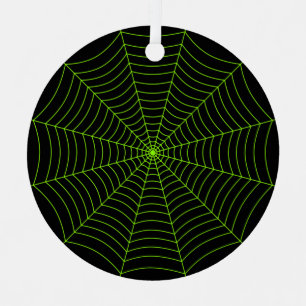 Schwarz-Neon-Grün-Spinnennetz Halloween-Muster Ornament Aus Metall