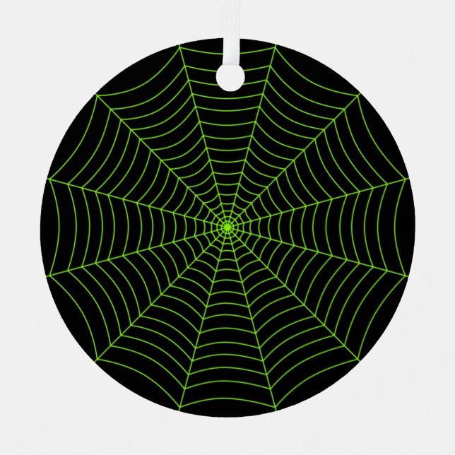 Schwarz-Neon-Grün-Spinnennetz Halloween-Muster Ornament Aus Metall (Vorderseite)