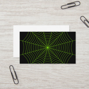 Schwarz-Neon-Grün-Spinnennetz Halloween-Muster Visitenkarte