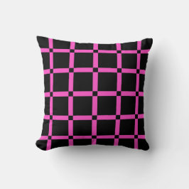 Schwarz & Neon Pink Grid Patern Kissen Kissen