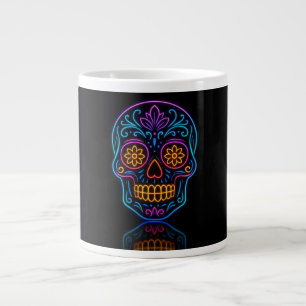 Schwarz, Neon-Zuckerschädel/Tag der Toten Willkomm Jumbo-Tasse