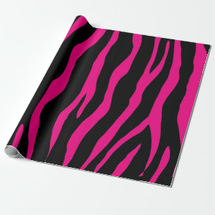 Schwarz-Neonrosa-Zebra-Muster Geschenkpapier