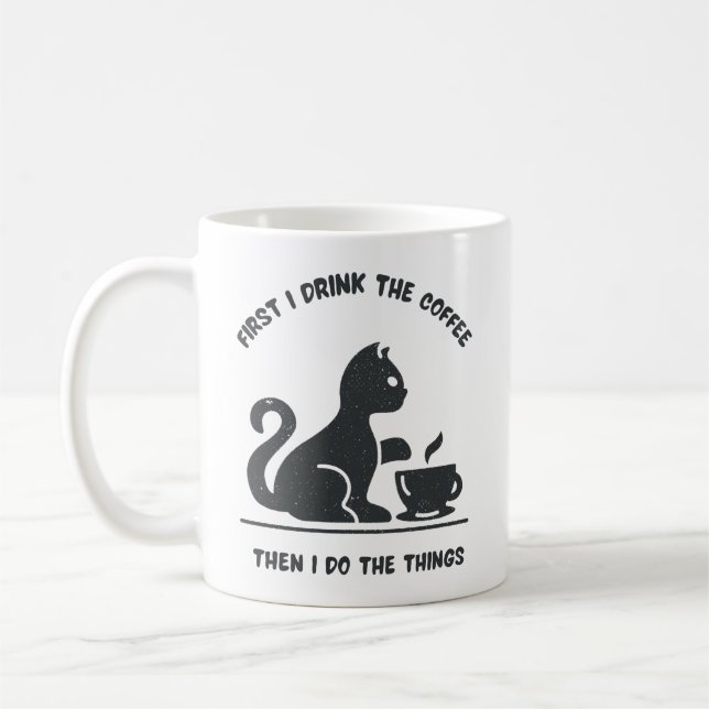 Schwarz-Neuer-Drink-Katze Kaffeetasse (Links)
