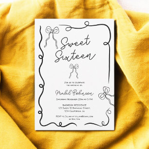 Schwarz niedlich Bows Bänder Illustrationen Sweet  Einladung