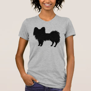 Schwarz (oder andere Silhouette) Papillon Dog T-Shirt
