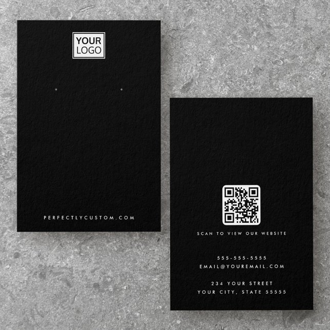 Schwarz oder jedes Farblogo QR Ohrring-Display (Black or any color logo QR earring display card)