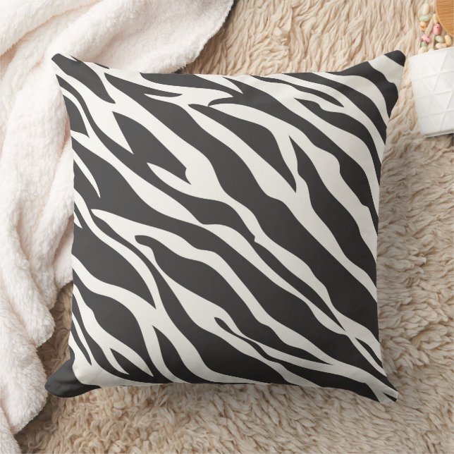 Schwarz-Off-Weiß Zebra-Designkissen Kissen (Decke)