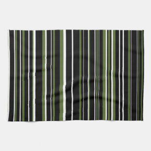 Schwarz, Olivgrün, Weiß Barcode-Streifen Handtuch