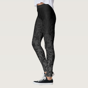 Schwarz Ombre Gradient Faltenbalg Damast Leggings