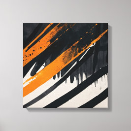 Schwarz Orange Abstrakte Watercolor Wand Kunst